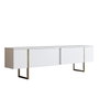 Hanah Home Soporte TV Blanco y Dorado 180cm con Patas Metálicas Elegantes